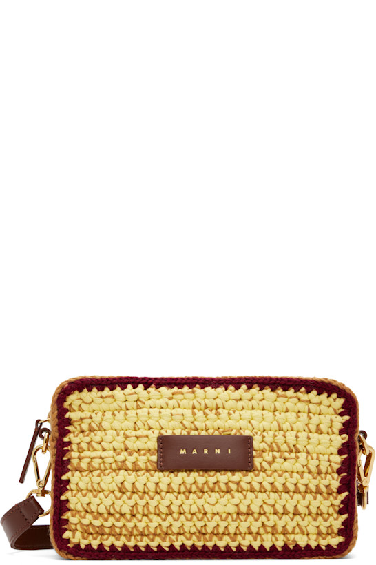 Brown & Yellow Knitted Camera Bag