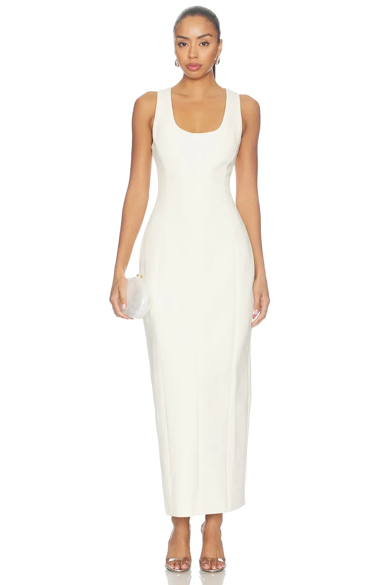 Odd Muse Cotton Mix Volume Midi Dress in Ecru