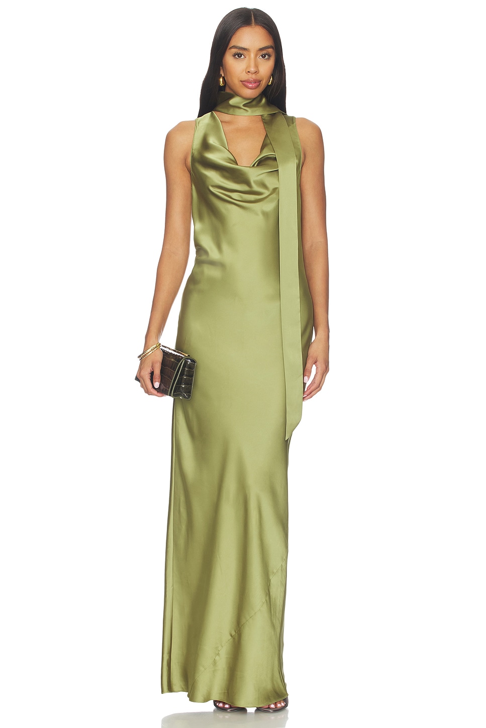 Amanda Uprichard Paula Maxi Dress in Vert