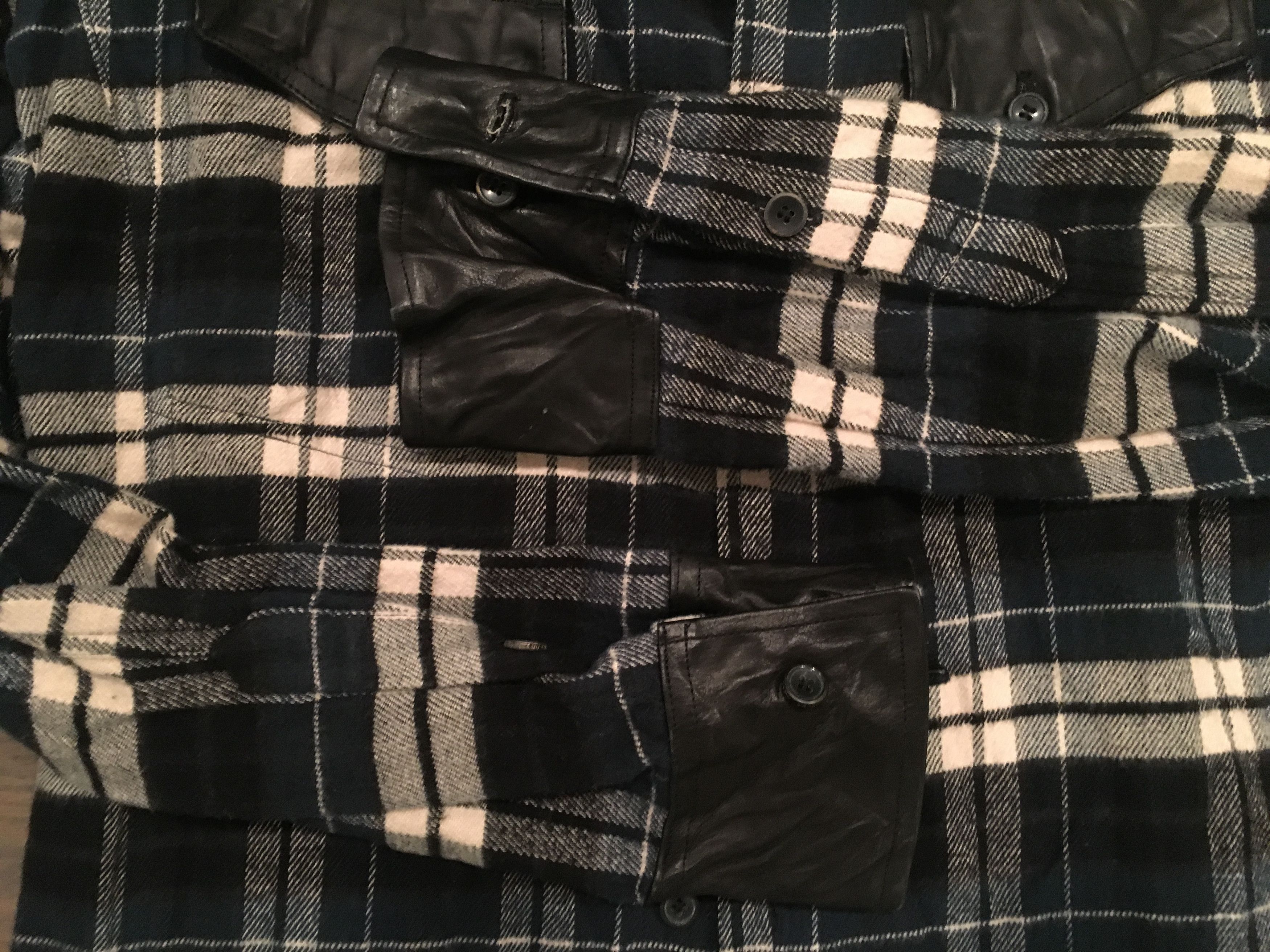 Isamu Katayama Backlash Check Flannel Calf Leather Shirt - Image 3