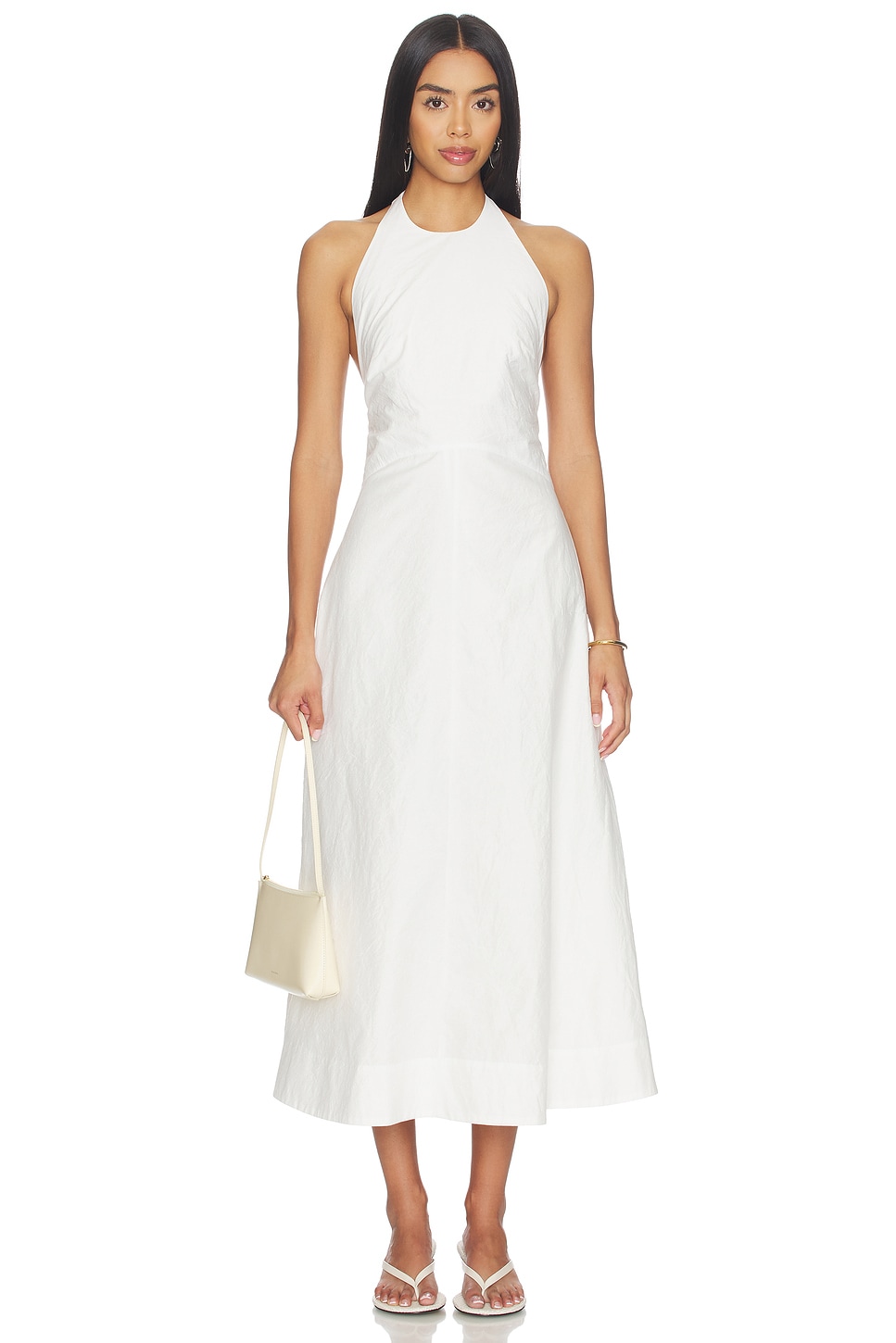 Rohe VESTIDO HALTER DE ALGODÓN TEXTURIZADO in Off White