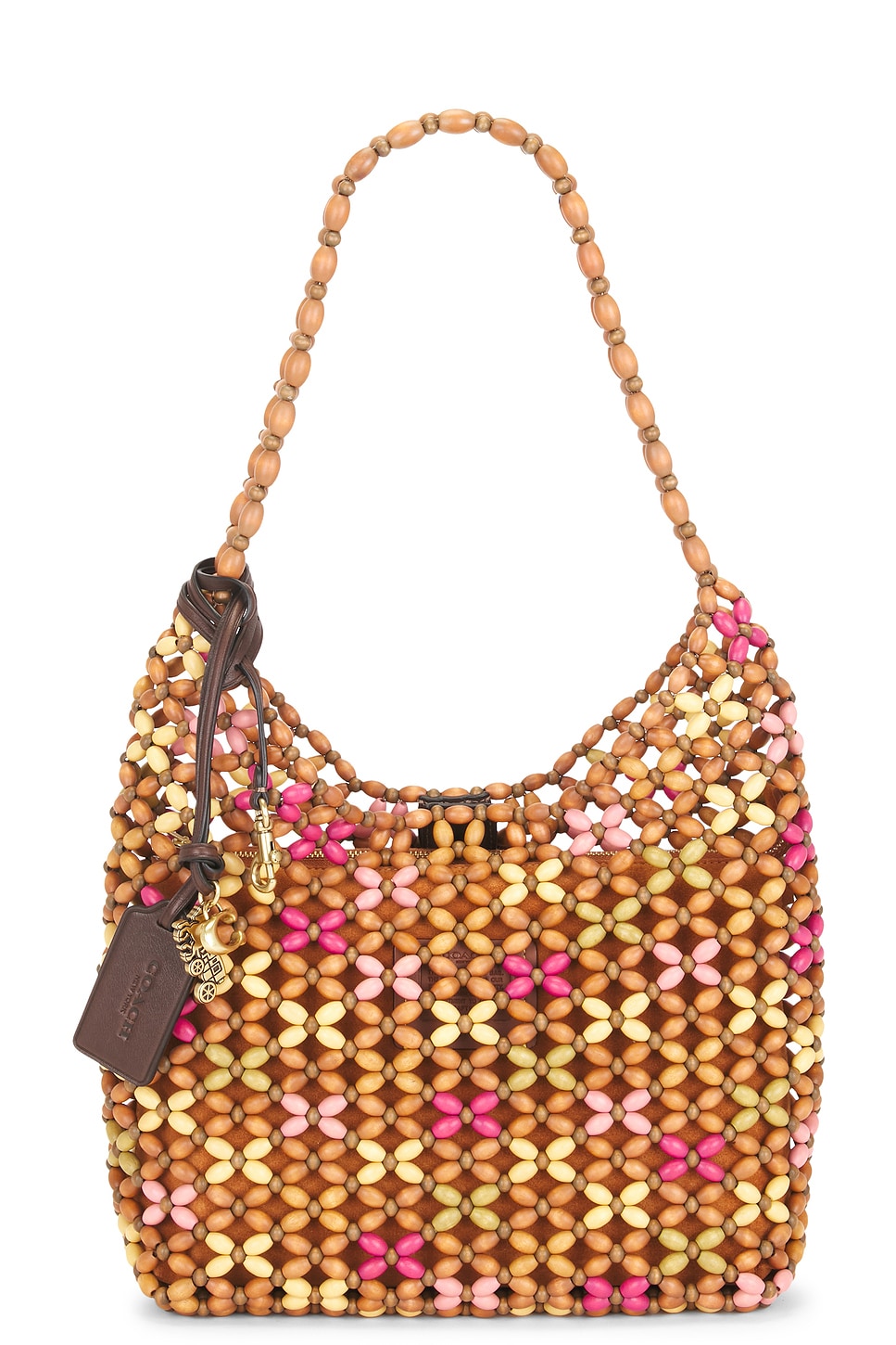 Coach Wooden Beaded Brooklyn Shoulder Bag 28 in Maple