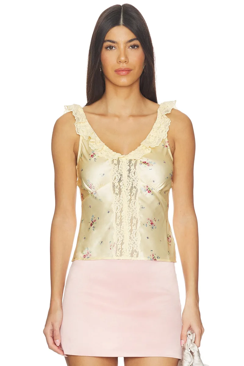 Tularosa Alice Top in Baby Yellow Floral Multi