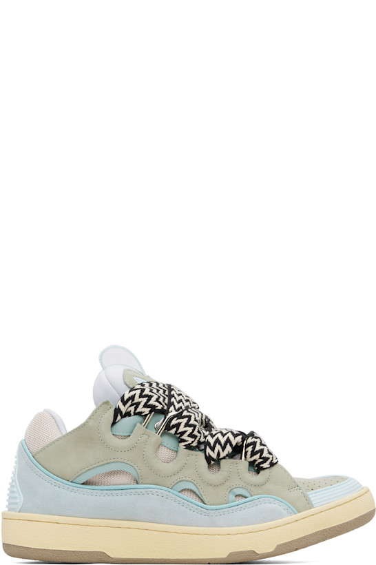 Blue Leather Curb Sneakers