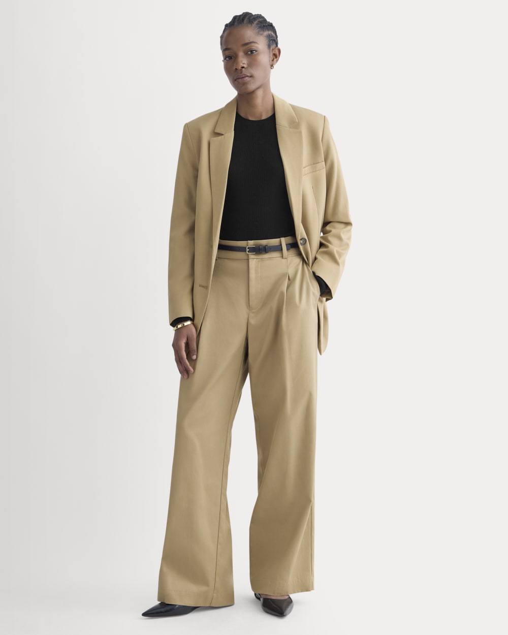 Wide-Leg Trouser in Buttersmooth | Ash Brown | 30" Inseam