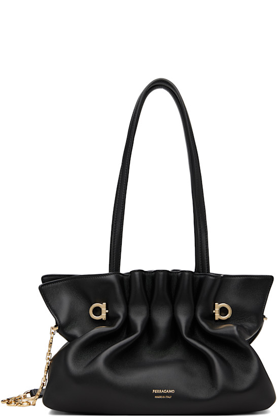 Black 'Ferragamo' Soft S Bag