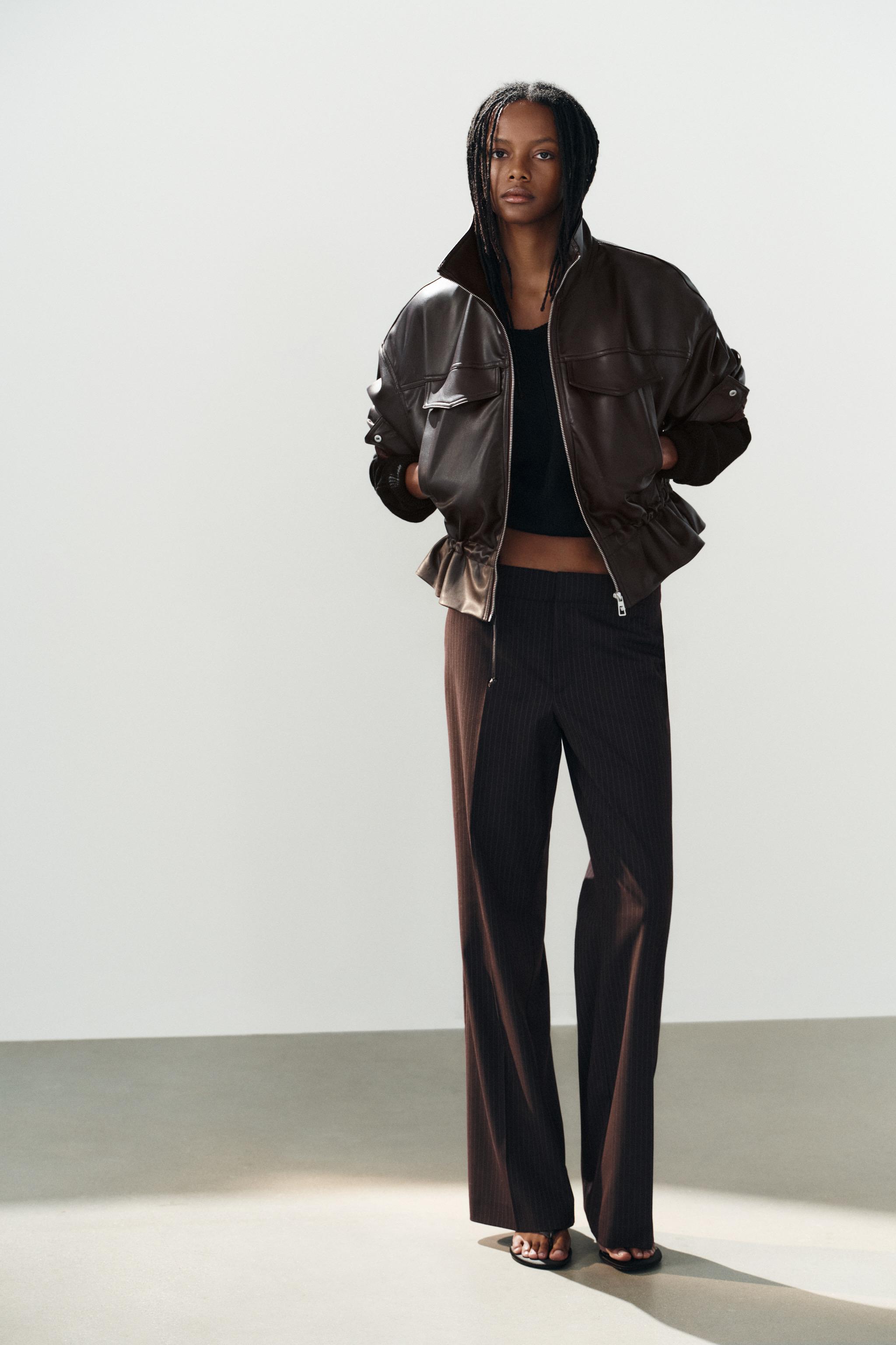 FAUX LEATHER ADJUSTABLE WAIST JACKET