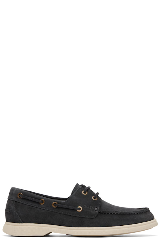 Gray Suede Lace-Detail Boat Shoes