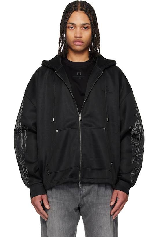 Black Mesh Hoodie