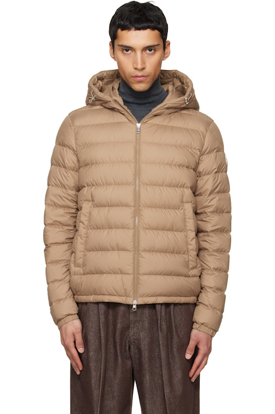 Beige Vermeille Hooded Short Down Jacket