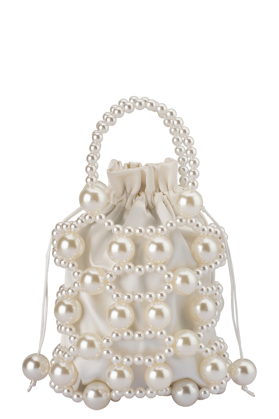 olga berg Sammy Beaded Cage Bag in Pearl