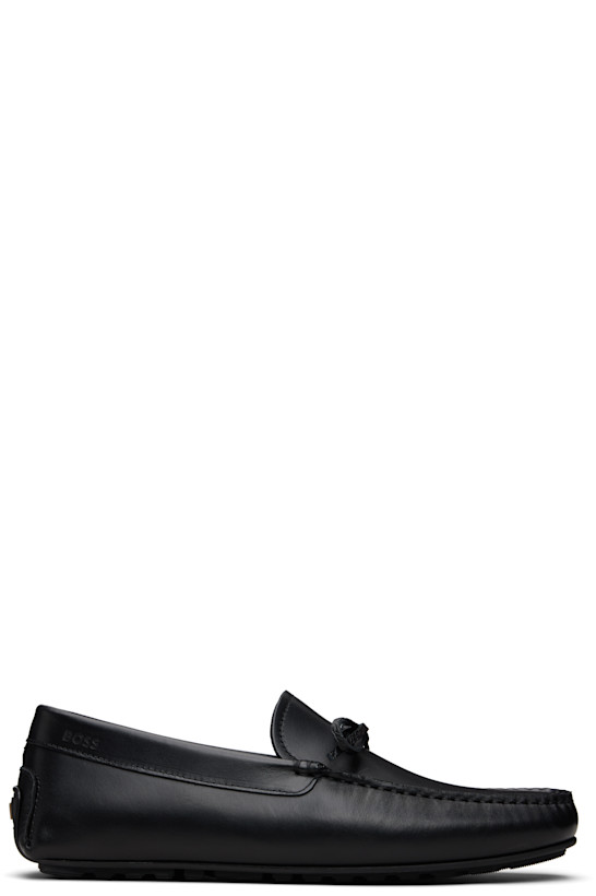 Black Bow-Trim Driver Loafers