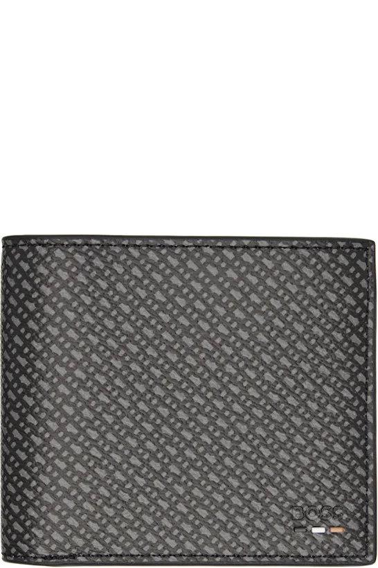Black Grained Faux-Leather Wallet