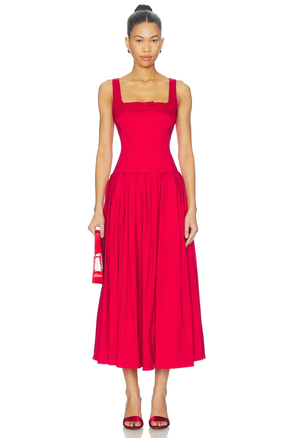 LPA Audrey Midi Dress in Dark Red