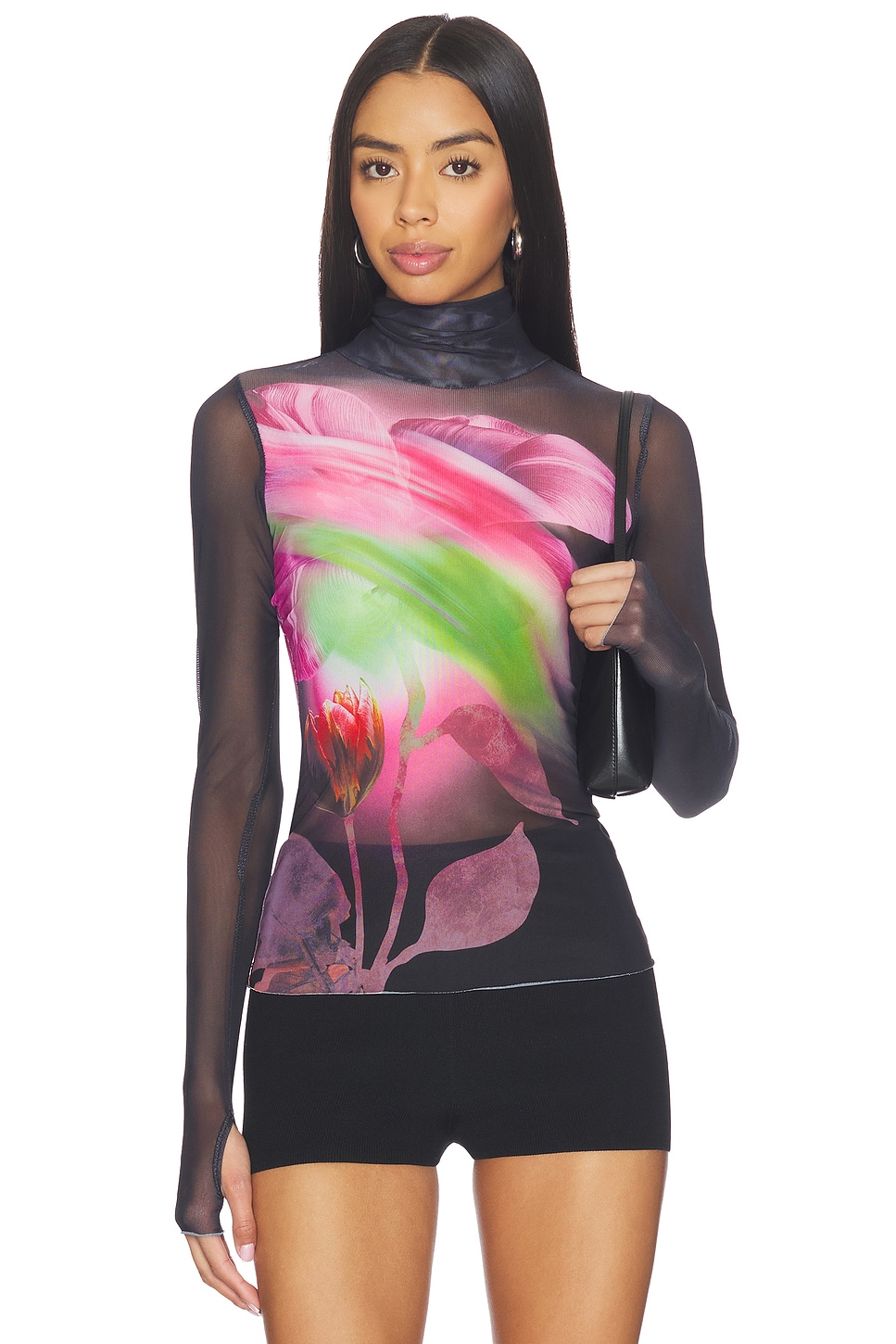 AFRM Zadie Top in Pink Peony Blur