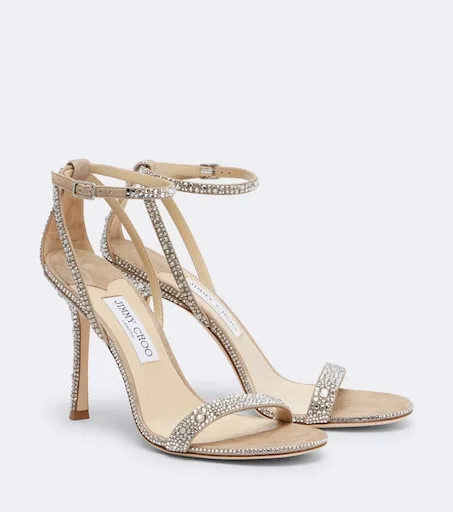 Moza crystal-embellished suede sandals