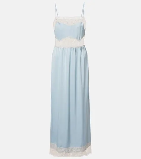 Morris lace-trimmed satin midi dress