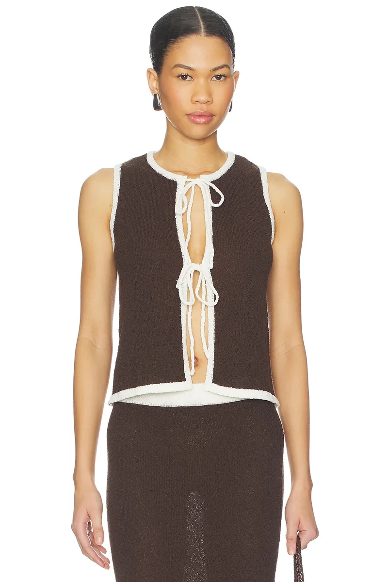 4th & Reckless Morganna Knitted Top in Chocolate