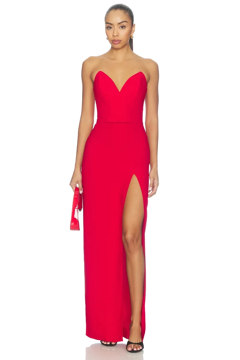 Amanda Uprichard Ailany Maxi Dress in Scarlet