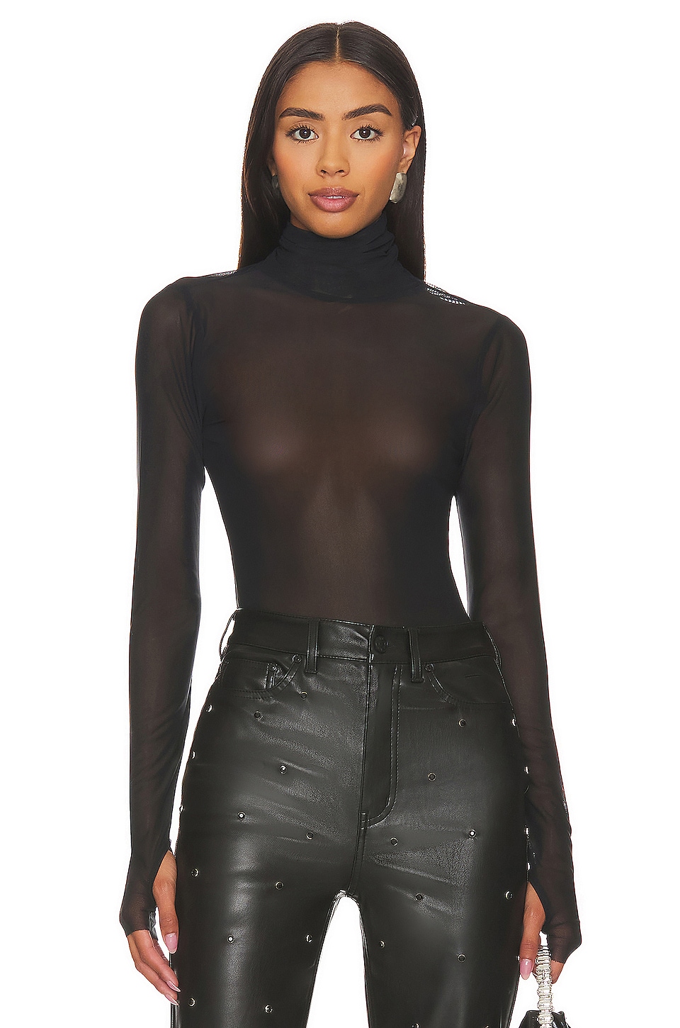 AFRM TOP TRANSPARENTE ZADIE in Noir
