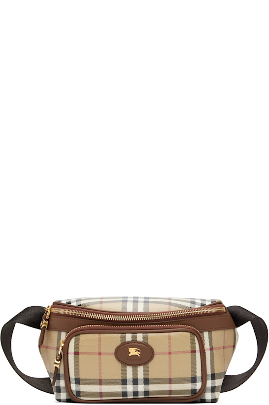 Beige Check Belt Bag