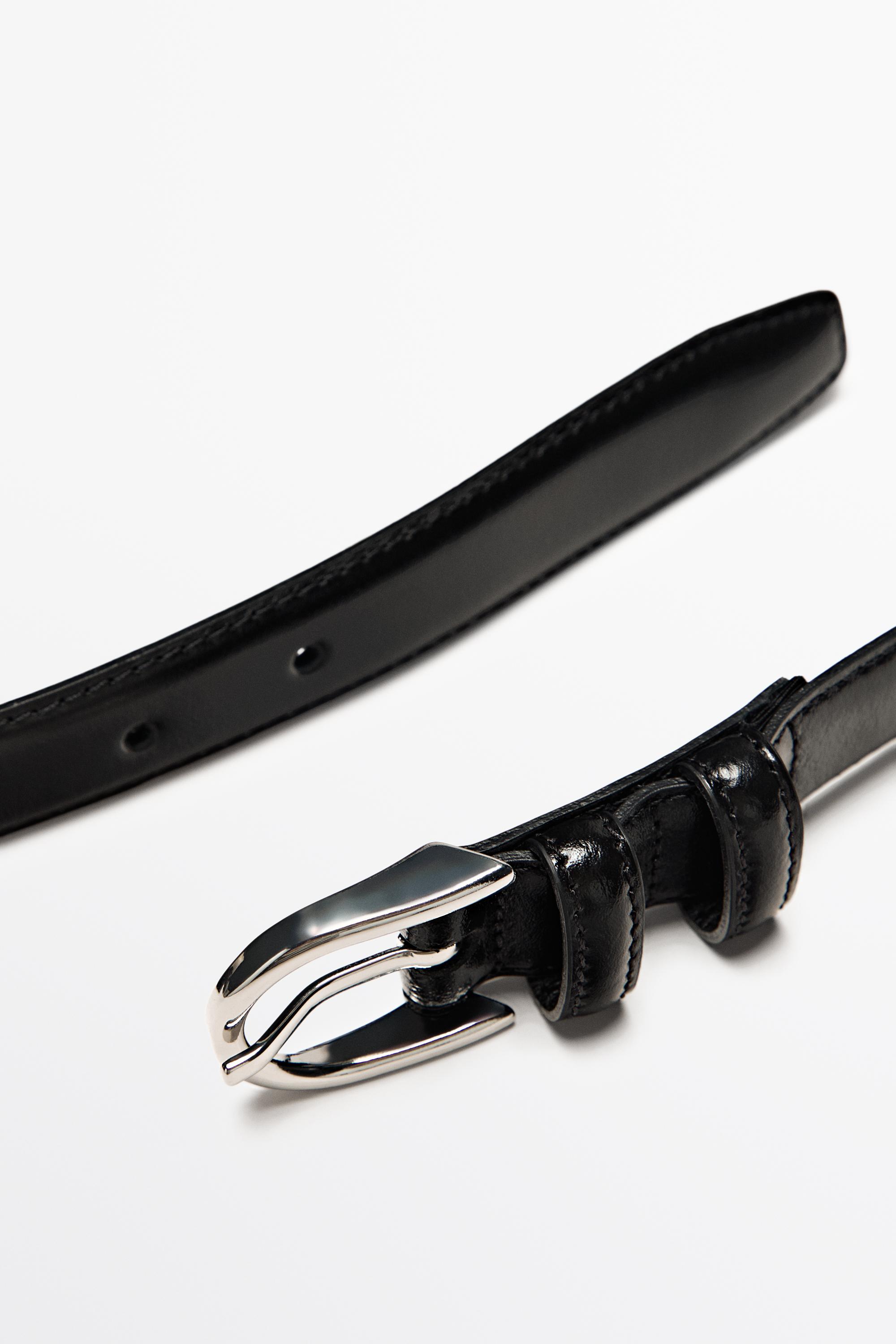 Nappa leather double-loop dress belt - Image 5