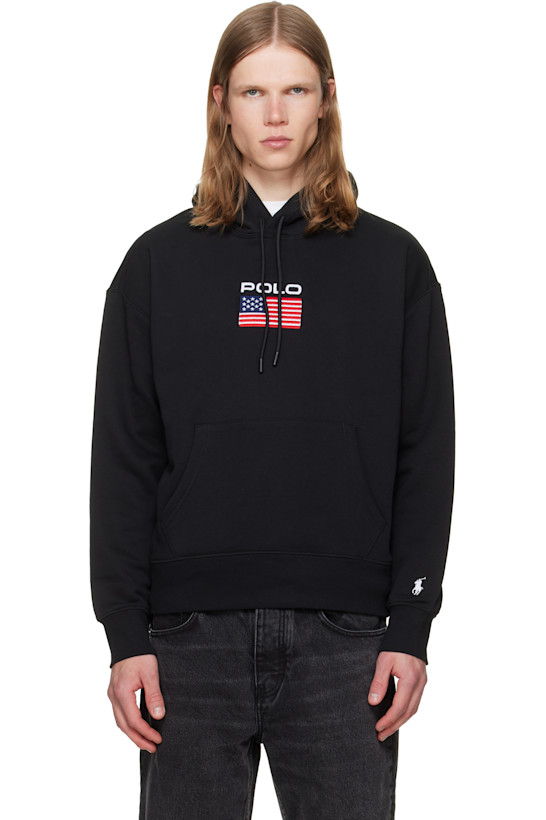 Black Embroidered Logo Hoodie