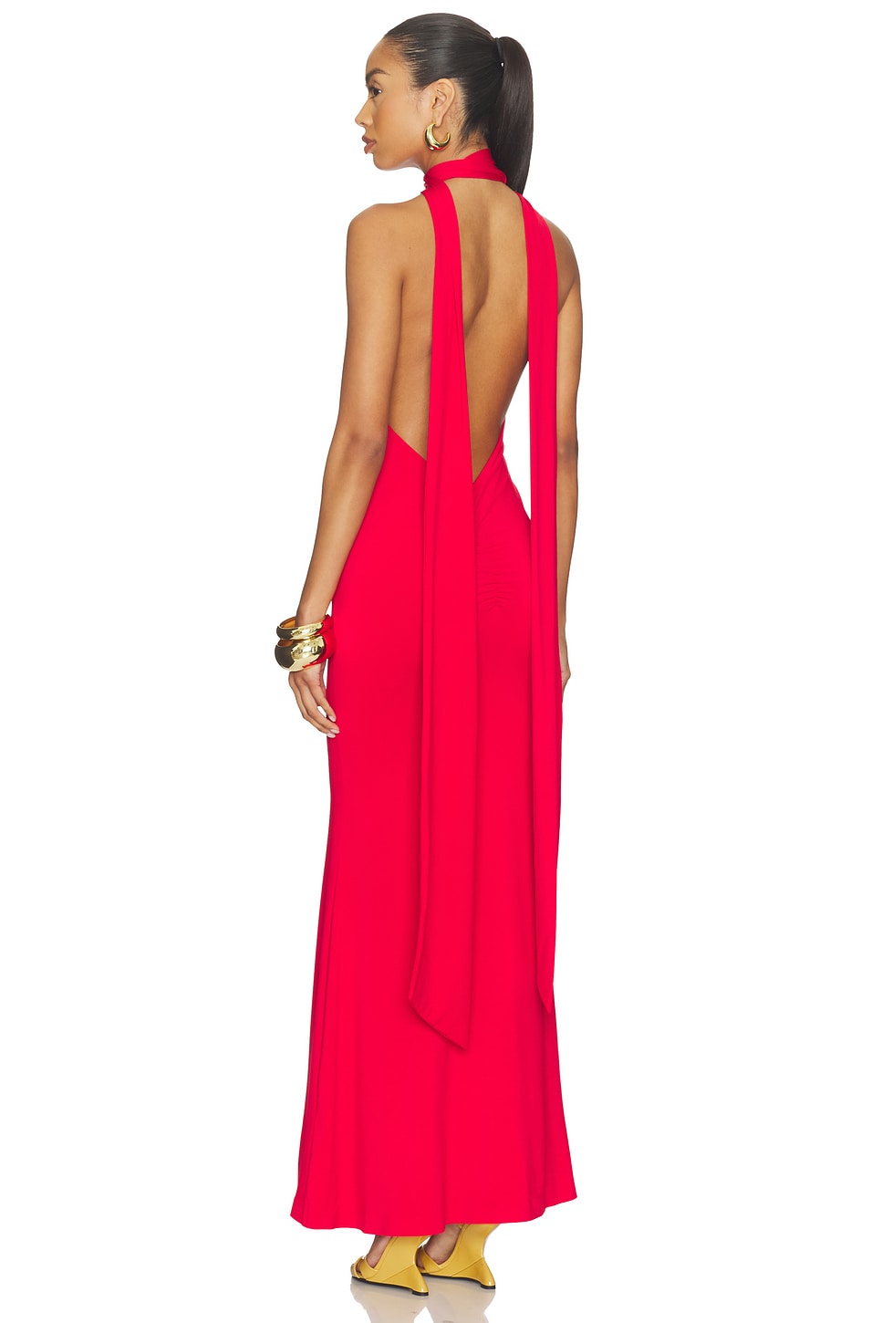 GUIZIO Scarf Open Neck Dress in Red Love