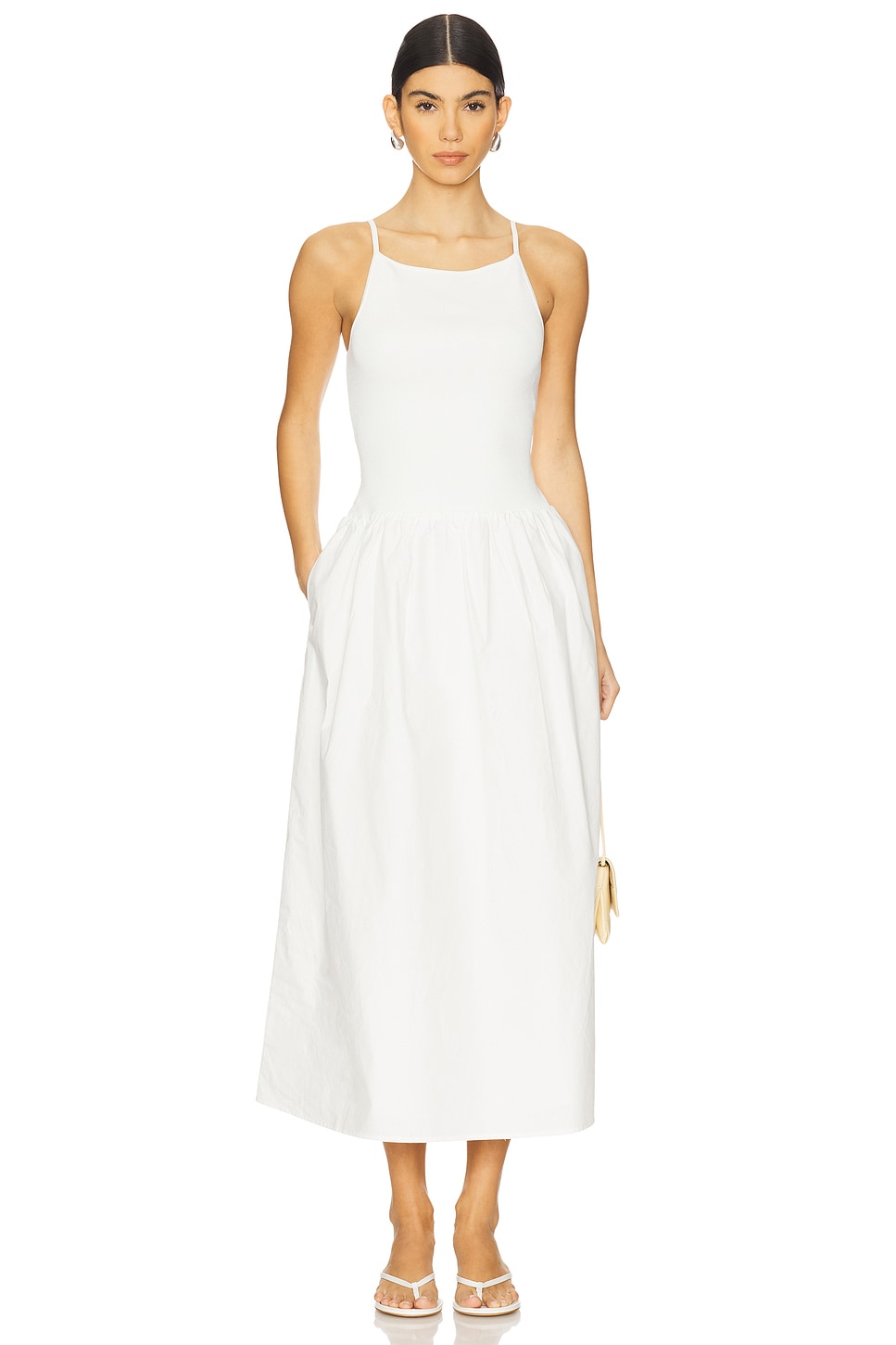 Shona Joy Aliah High Neck Midi Dress in Ivory
