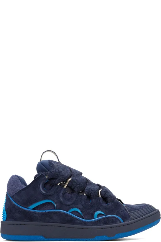 Navy Curb Felt Sneakers