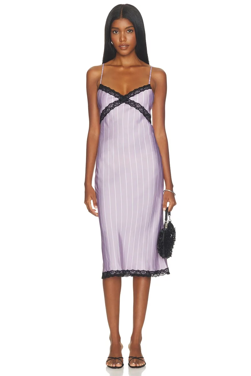 WeWoreWhat Cami Slip Dress in Lavander & White