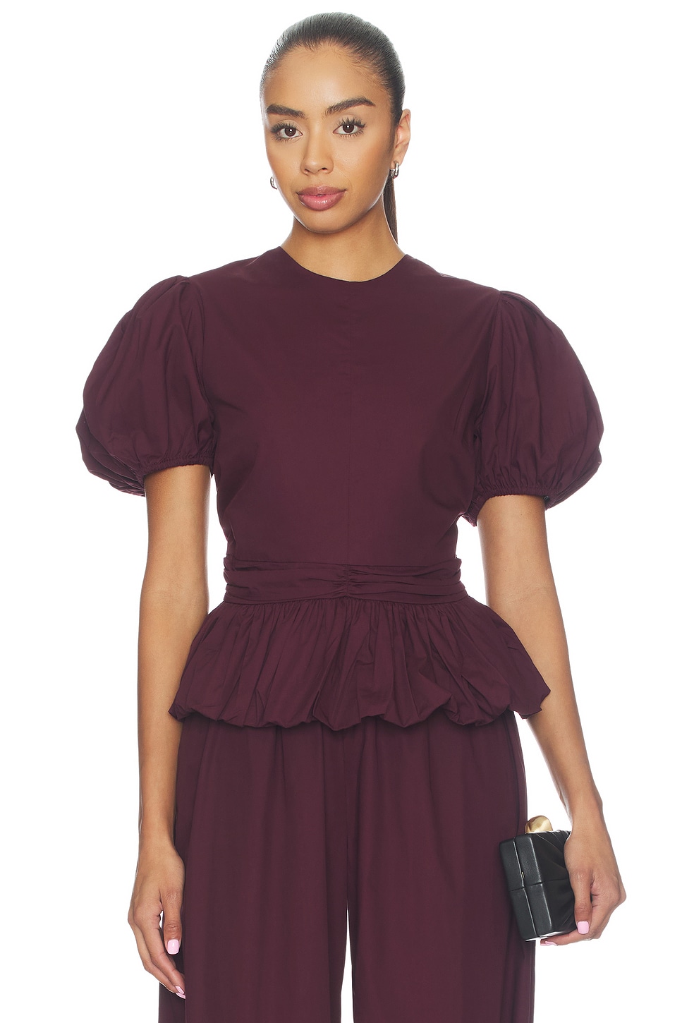 ROTATE Puff Sleeve Top in Zinfandel