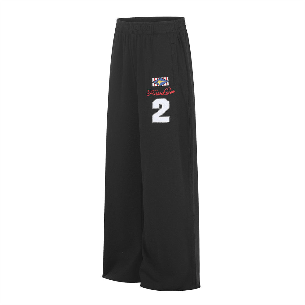 Wide-Leg Sweatpants with Embroidered Number Graphic - Image 3