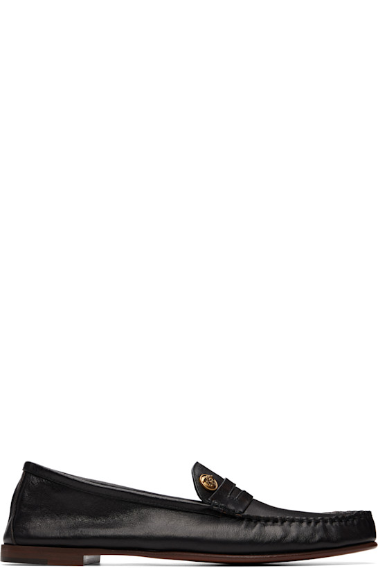 Black Guanto Leather Loafers