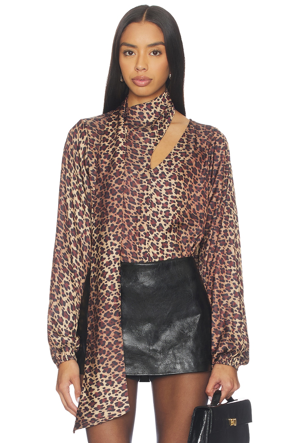 WeWoreWhat x REVOLVE Wrap Neck Tie Top in Leopard