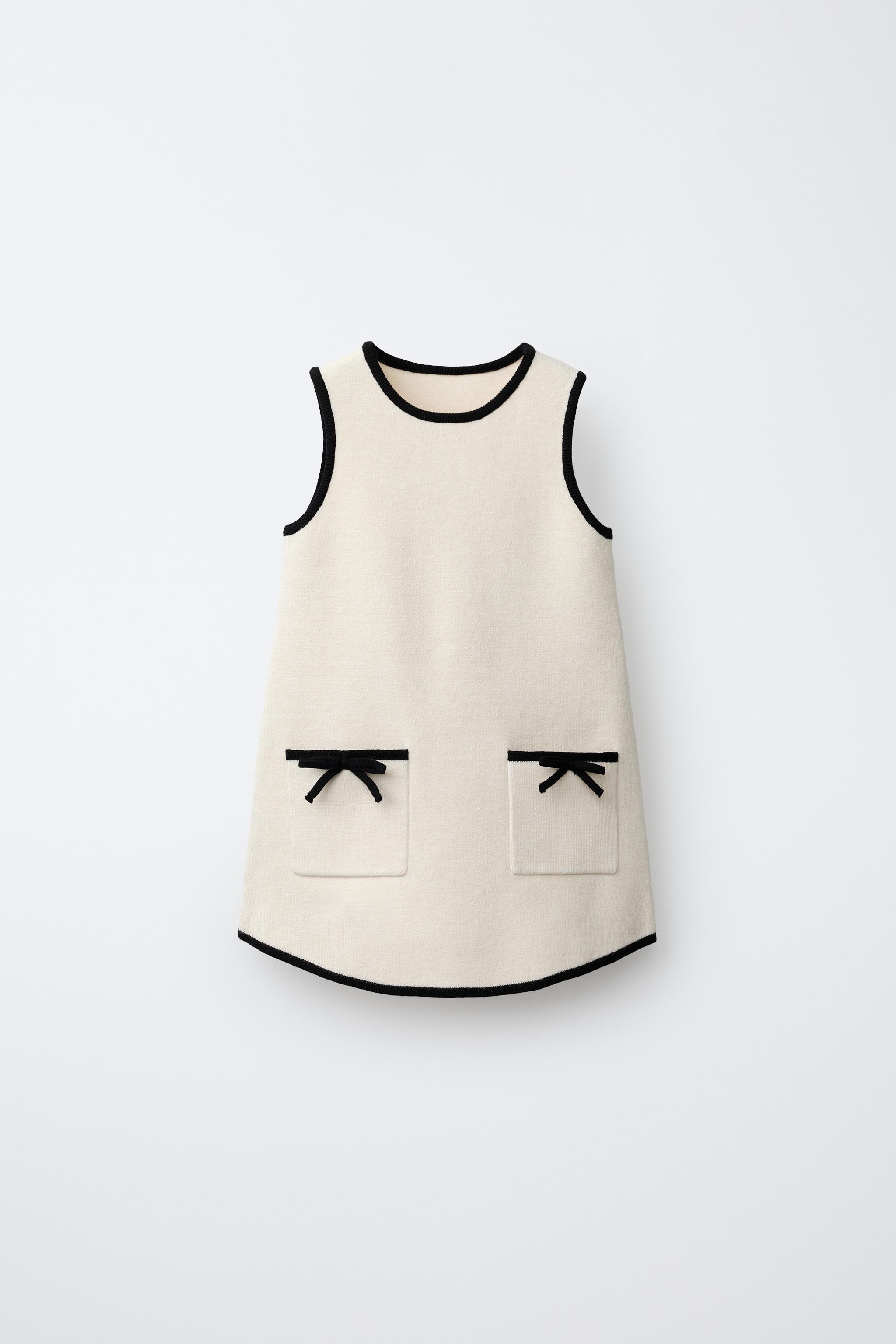 CONTRAST BOW KNIT DRESS