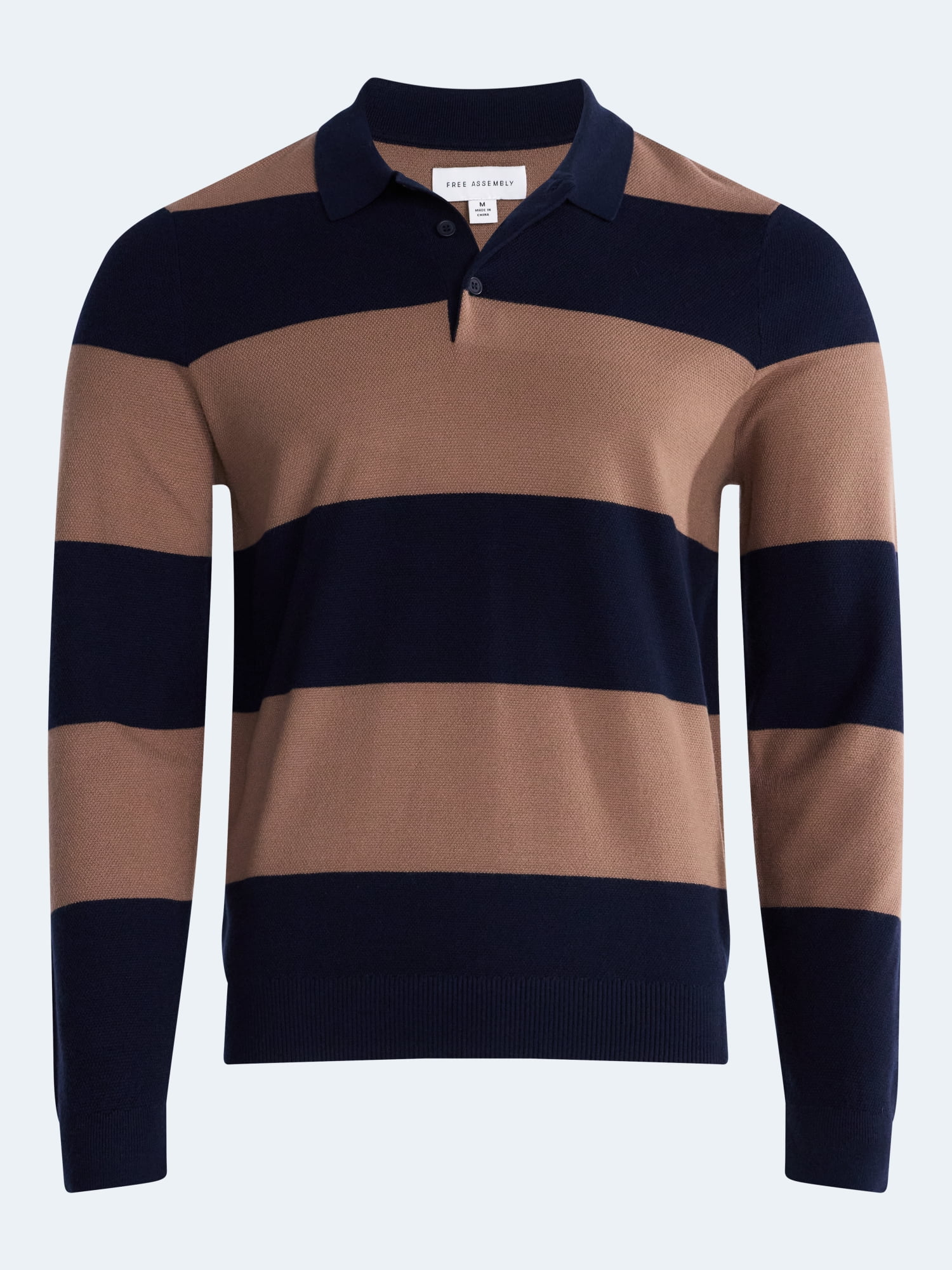 Free Assembly Men's Rugby Cozy Yarn Rugby Sweater with Long Sleeves, Midweight, Sizes XS-3XL - Image 5