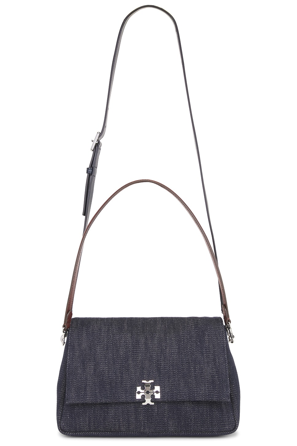 Tory Burch Charlie Denim Shoulder Bag in Midnight
