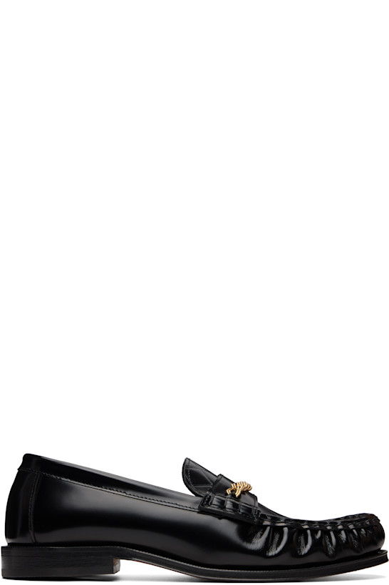Black Gold Chain Loafers