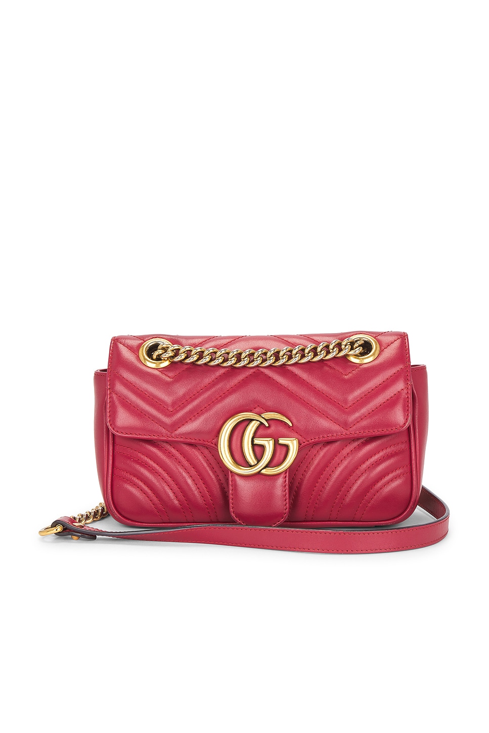 FWRD Renew Gucci GG Marmont Shoulder Bag in Red