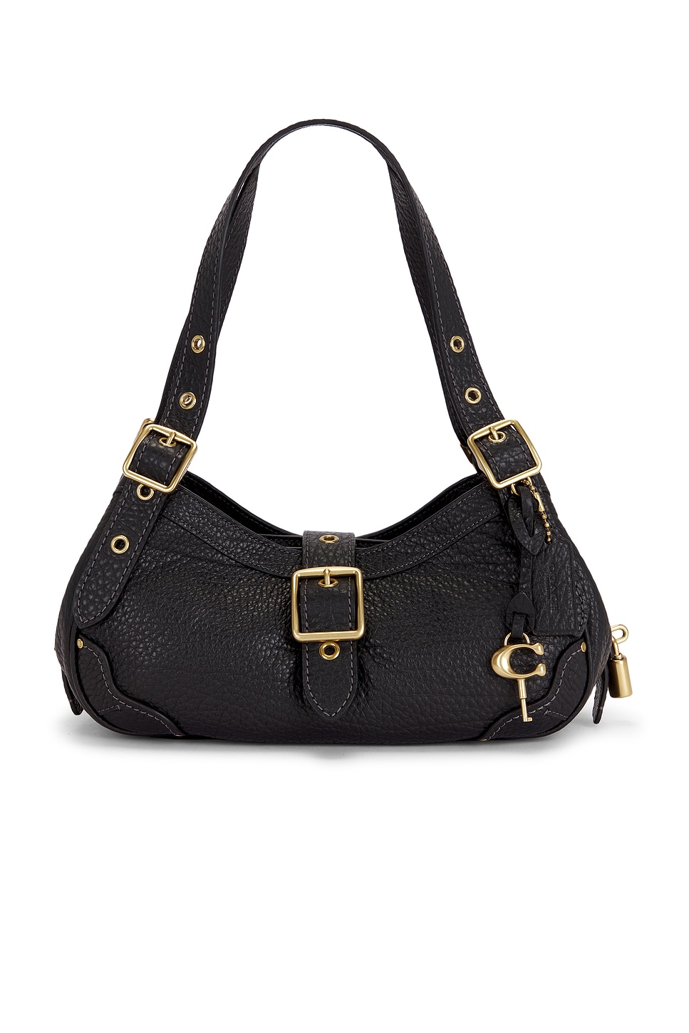 Coach Textured Pebble Leather Drifter Shoulder Bag in Black