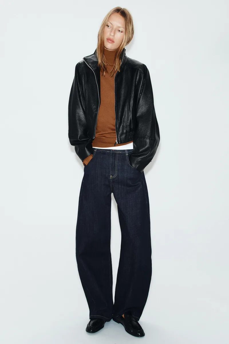 FAUX-LEATHER CROPPED JACKET