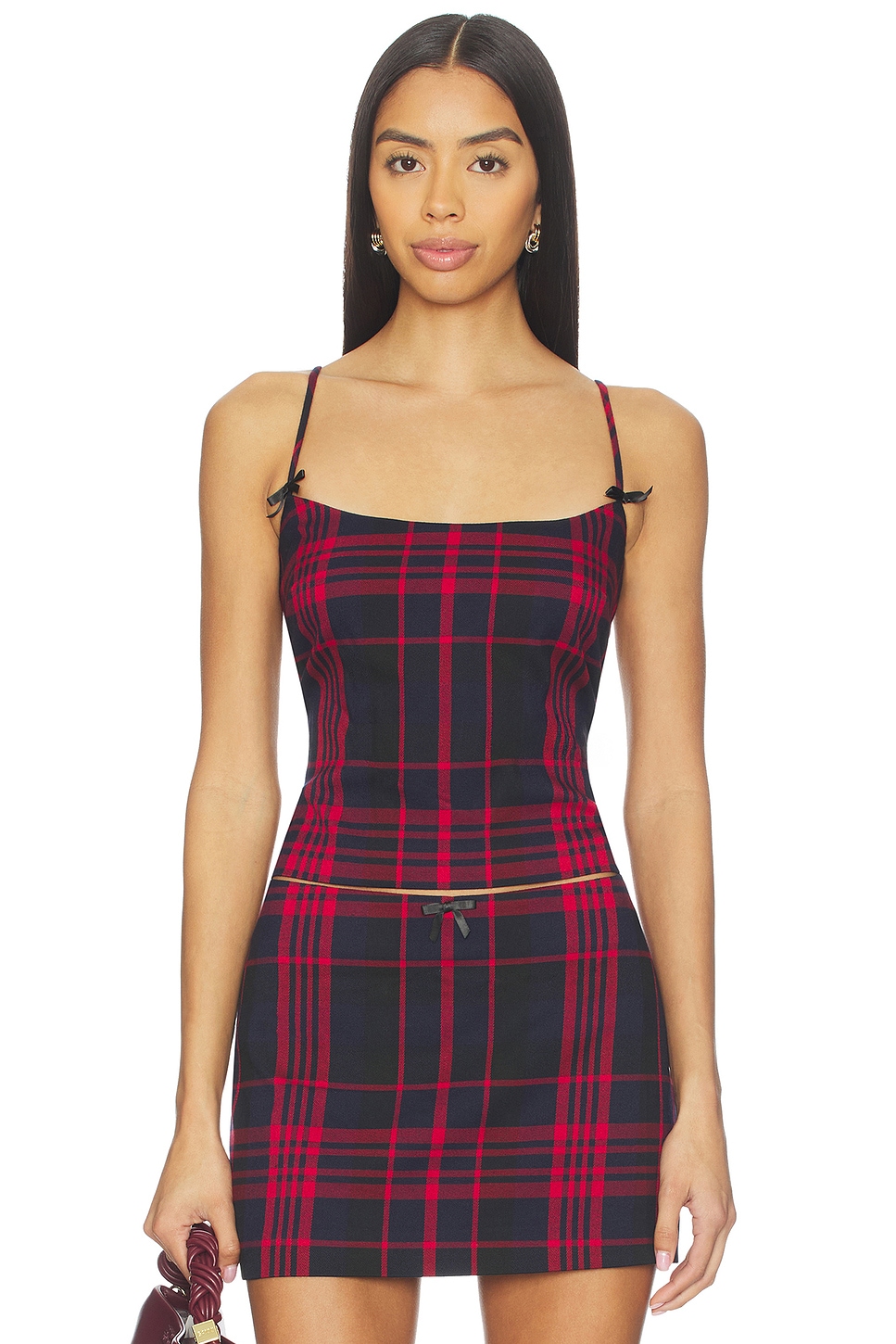 MAJORELLE Essie Top in Red & Navy Plaid