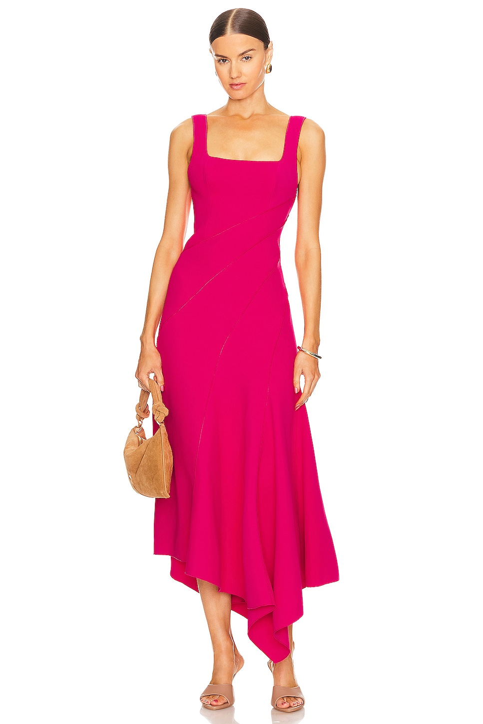 Acler VESTIDO MIDI ROWE in Azalea Pink