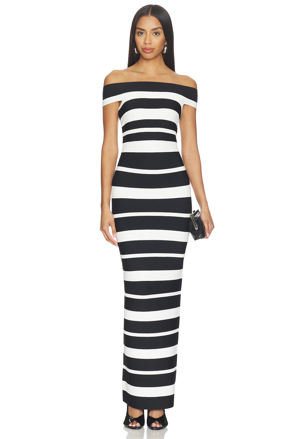 Herve Leger The Kiva Gown in Blk Alab Cmb