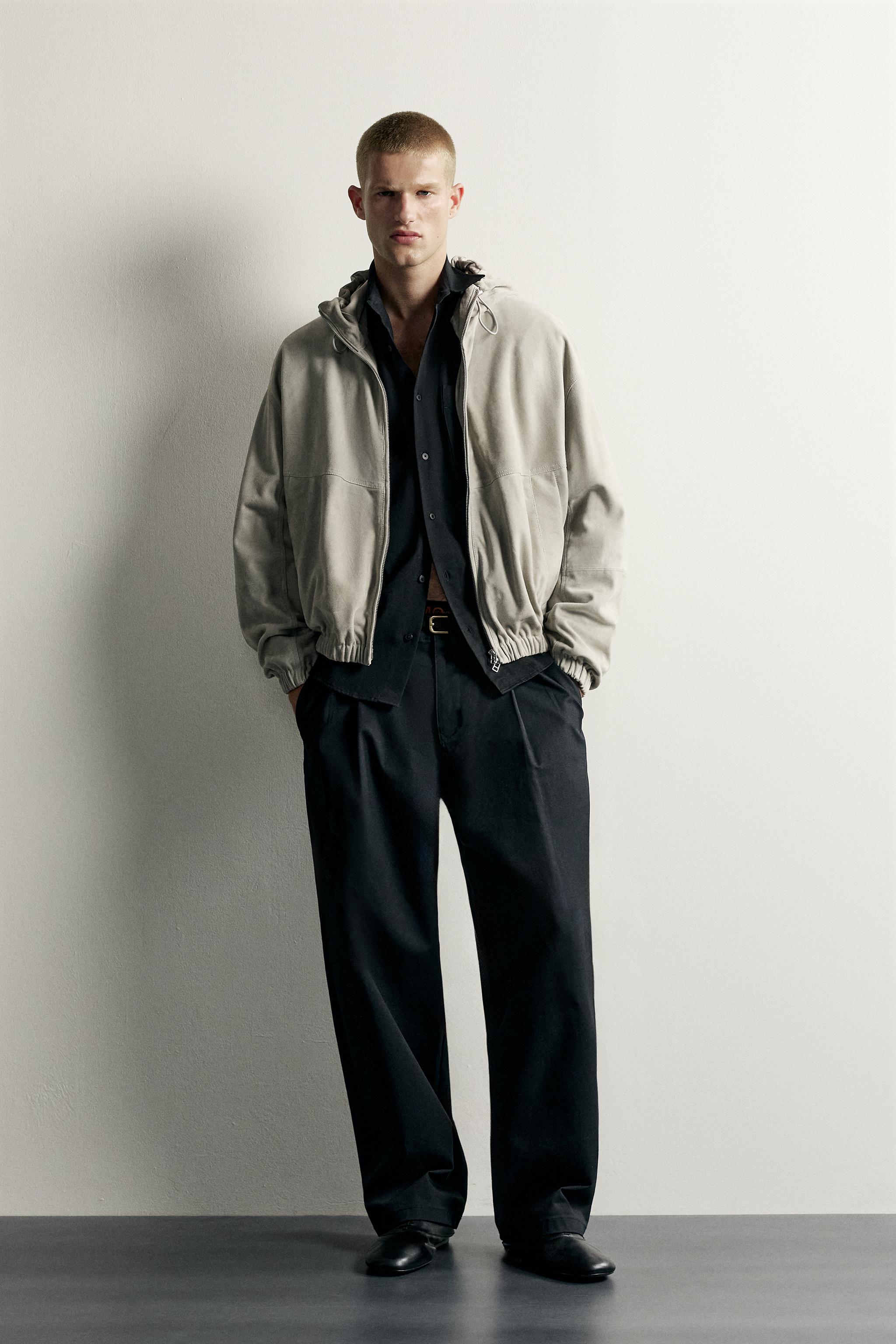 SUEDE LEATHER HOODIE JACKET