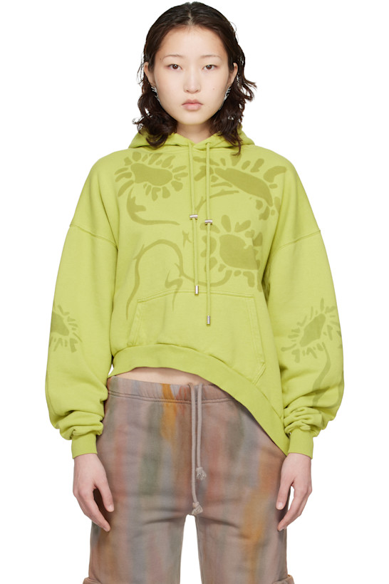 Green Wave Hem Hoodie