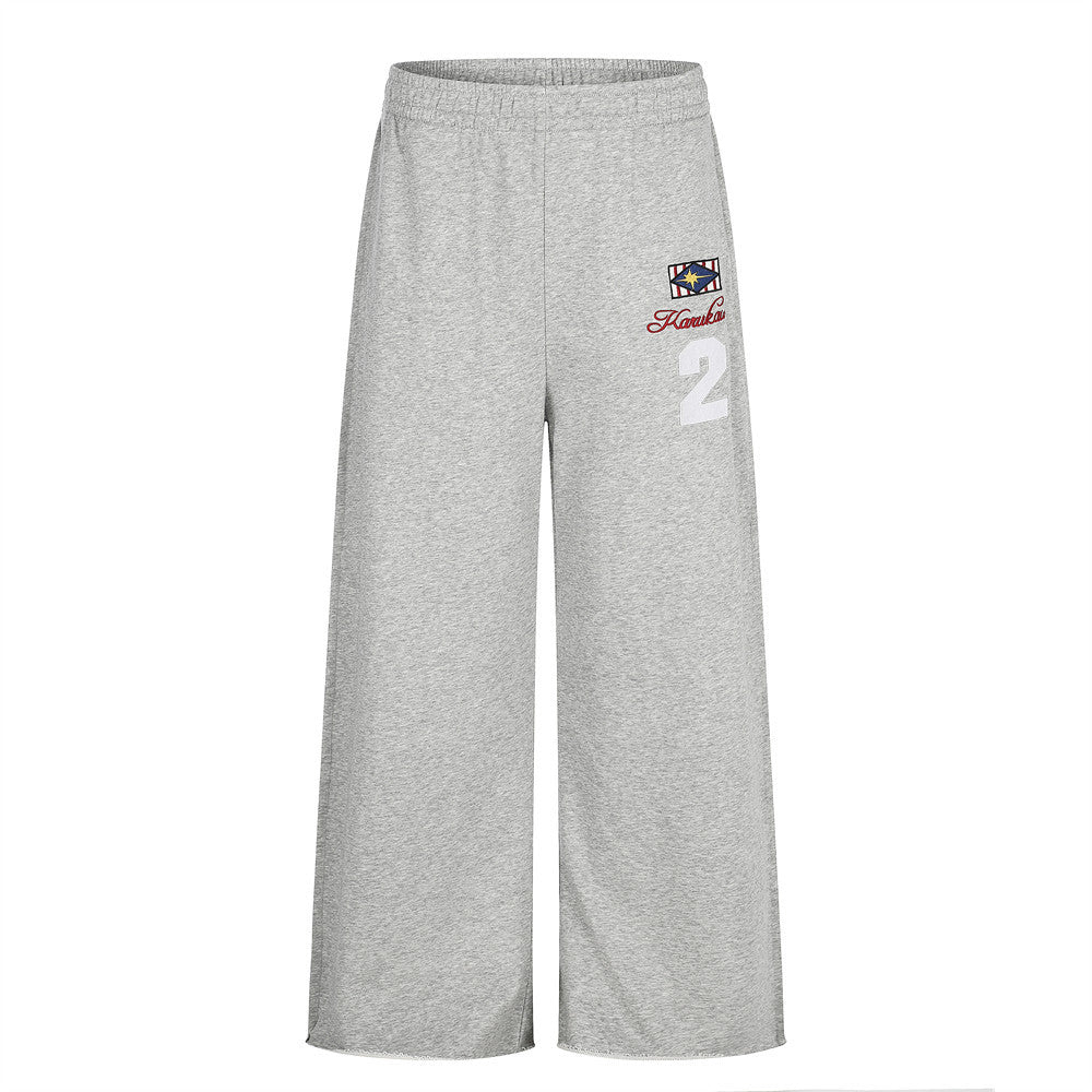 Wide-Leg Sweatpants with Embroidered Number Graphic - Image 8