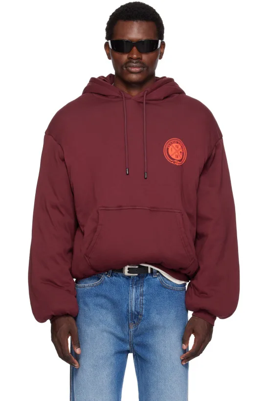 Burgundy Wadded Slouch Hoodie