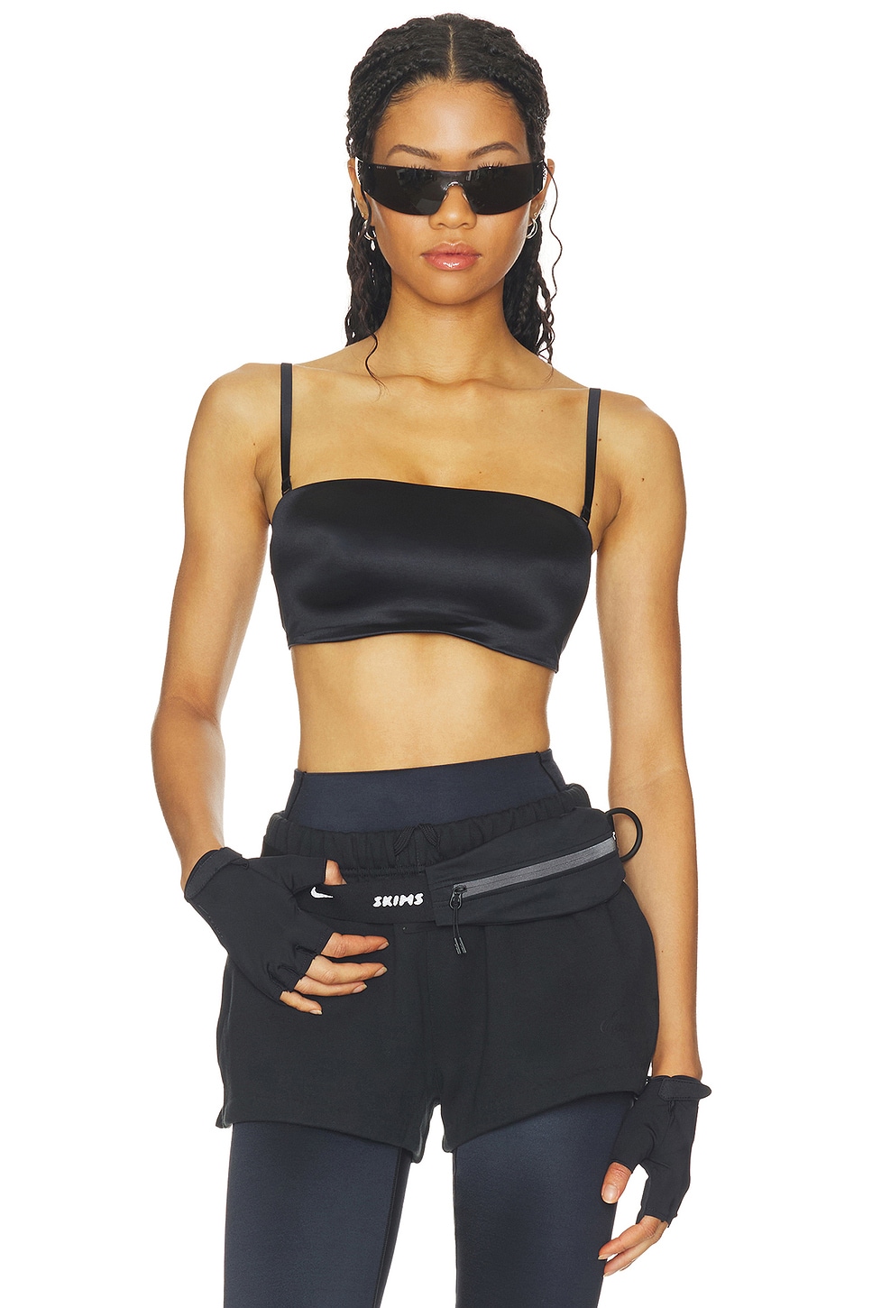 NikeSKIMS Shine Bandeau Bra in Obsidian